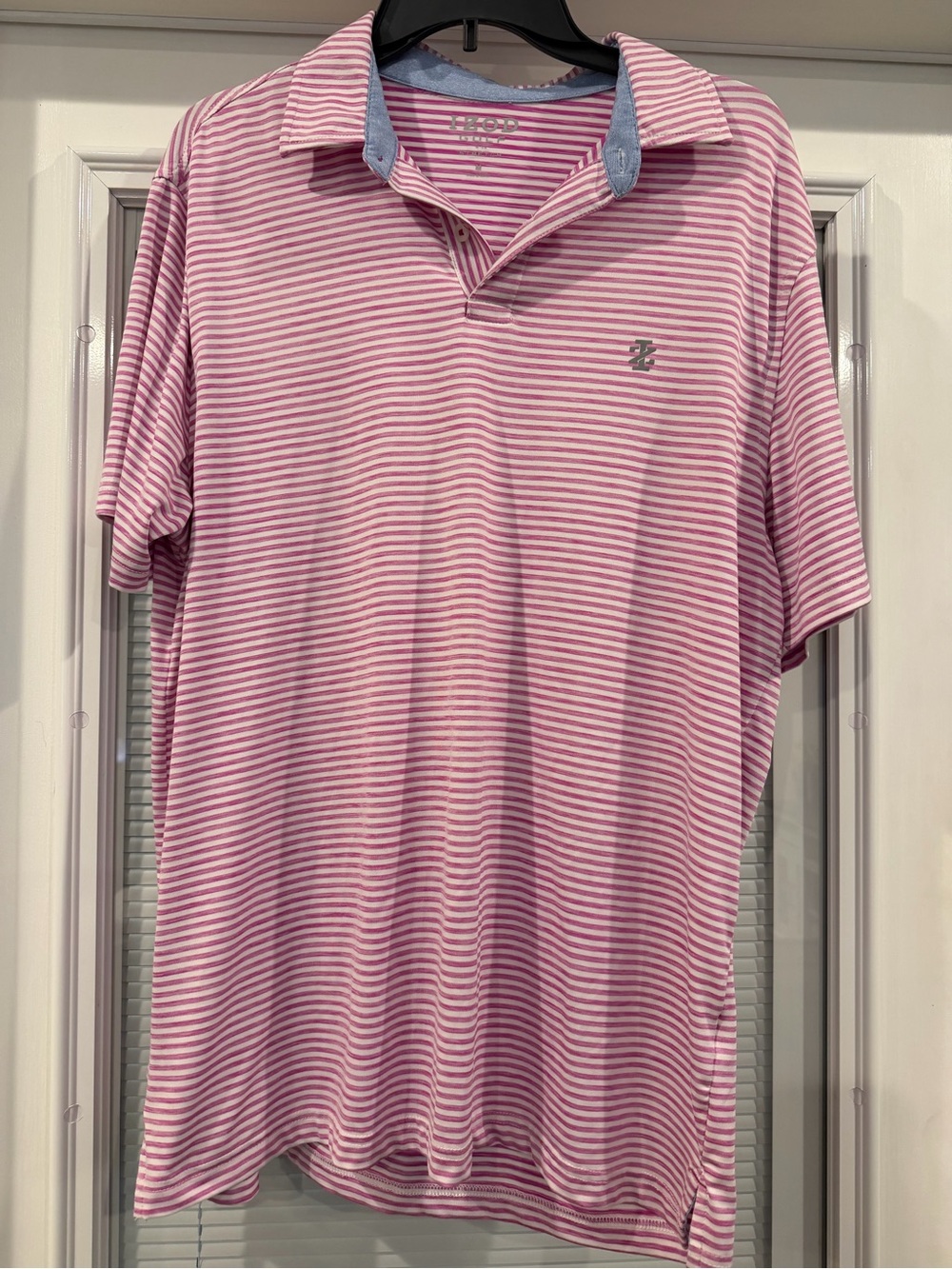 Izod Pink and White Striped Men's Polo